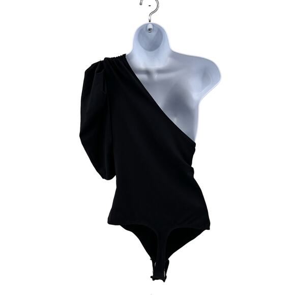 Nordstrom Black One Shoulder Bodysuit Stretchy Large Womens One Piece Top Casual - Picture 5 of 7